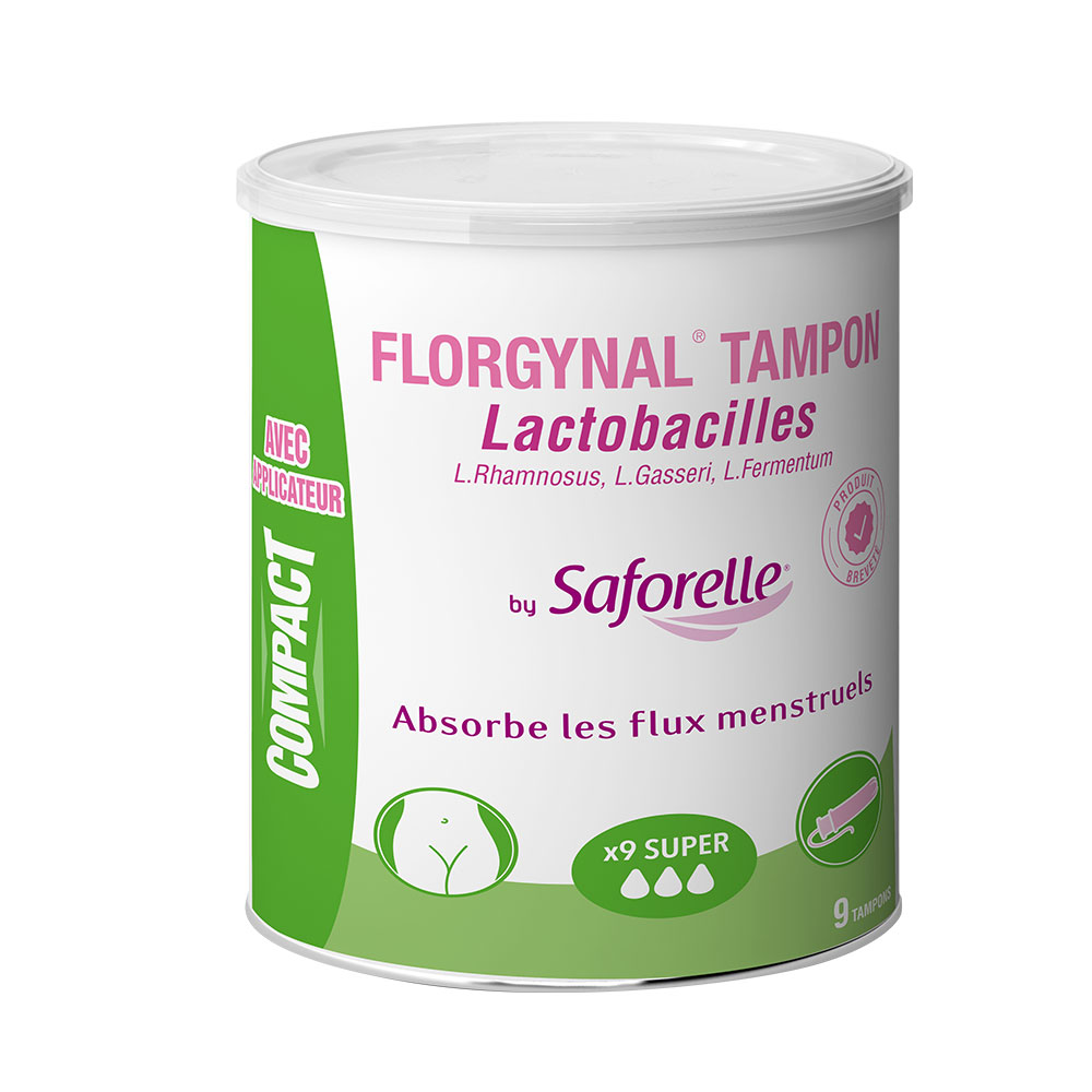 Saforelle Florgynal Tampones con Lactobacillus para la menstruación Compact super con aplicador X9