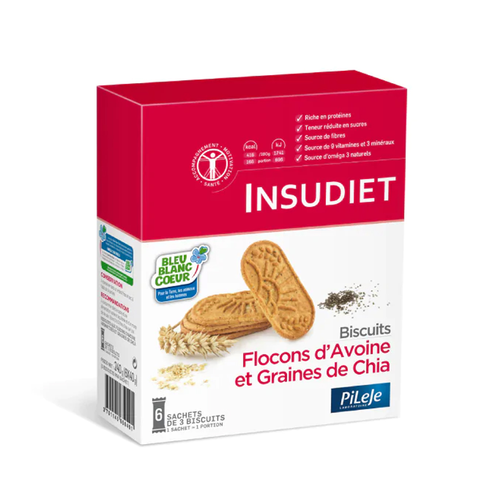 Insudiet Galletas Insudiet de Copos de Avena y Semillas de Chía 6 bolsas