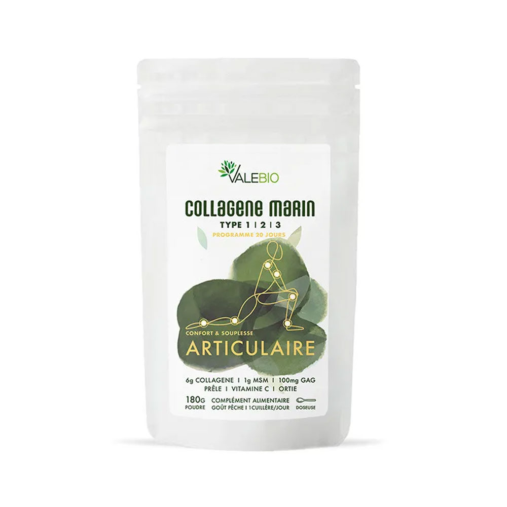 Valebio Colágeno Marino Tipo 1-2-3 Comodidad y flexibilidad articulares 180 g de polvo