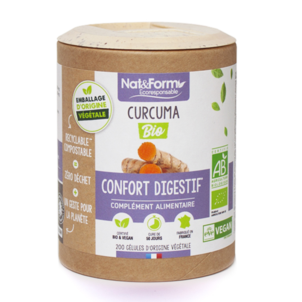 Nat&Form Cúrcuma bio confort digestivo 200 cápsulas vegetales