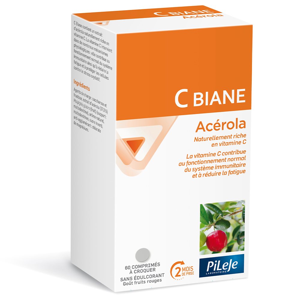 Pileje C Biane Acerola sabor frutos rojos 60 comprimidos