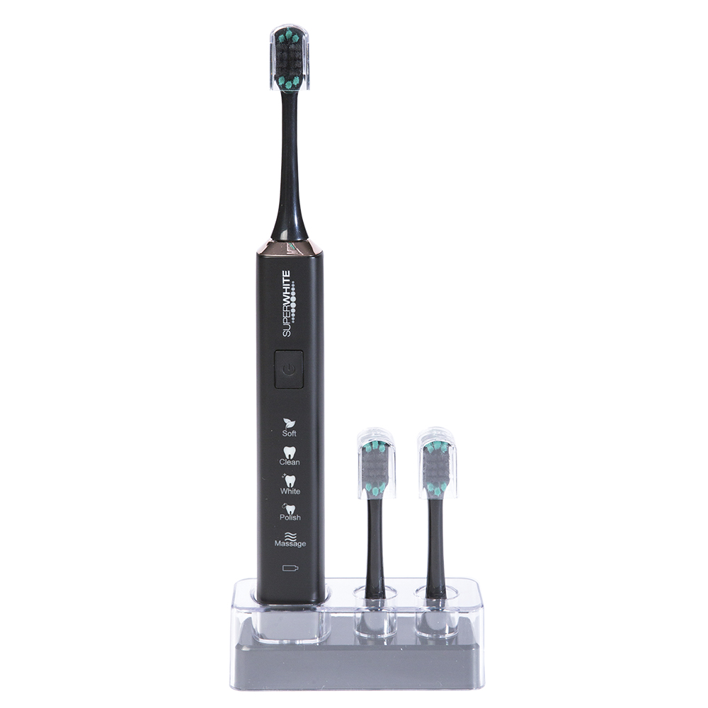 Superwhite BLACK cepillo de dientes sónico suave + 3 cabezales