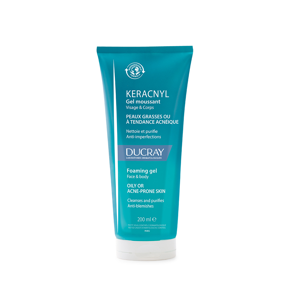 Ducray Keracnyl Gel limpiador espumoso para rostro piel grasa 200 ml