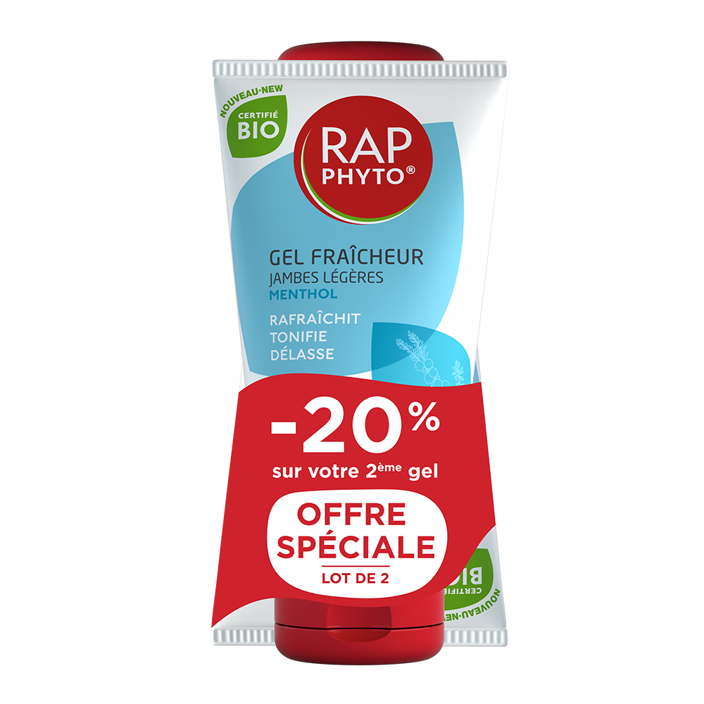 Rap Phyto Gel refrescante de mentol ecológico Piernas ligeras 2x150 ml
