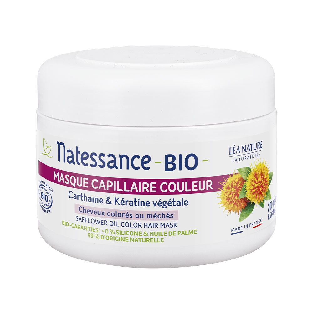 Natessance Mascarilla Capilar Colorante - Cartharme Bio &amp; Queratina Vegetal Cabello teñido o con mechas 200 ml