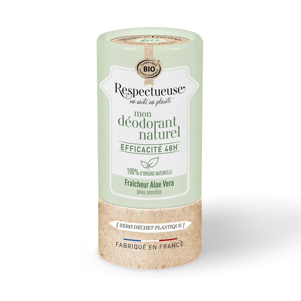 Respectueuse Mon Déodorant Fraîcheur Efficace 48h Bio Piel sensible Aloe Vera Fragancia 50g