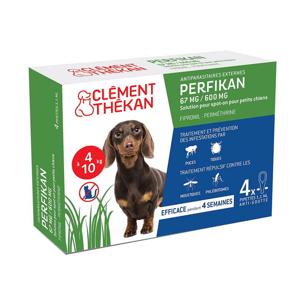 Clement-Thekan Pulgas y garrapatas Perro 4-10kg 4 Pipetas