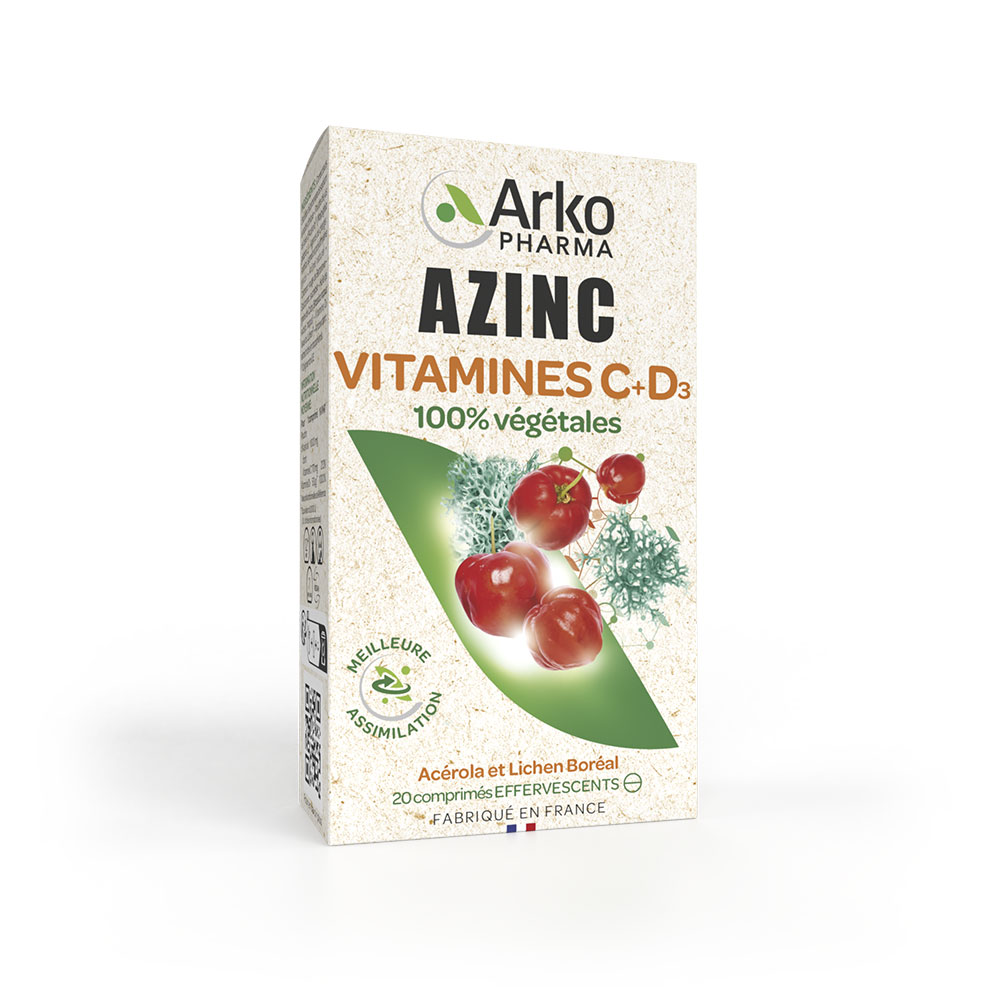 Arkopharma Azinc Vitamina C+D3 20 comprimidos efervescentes