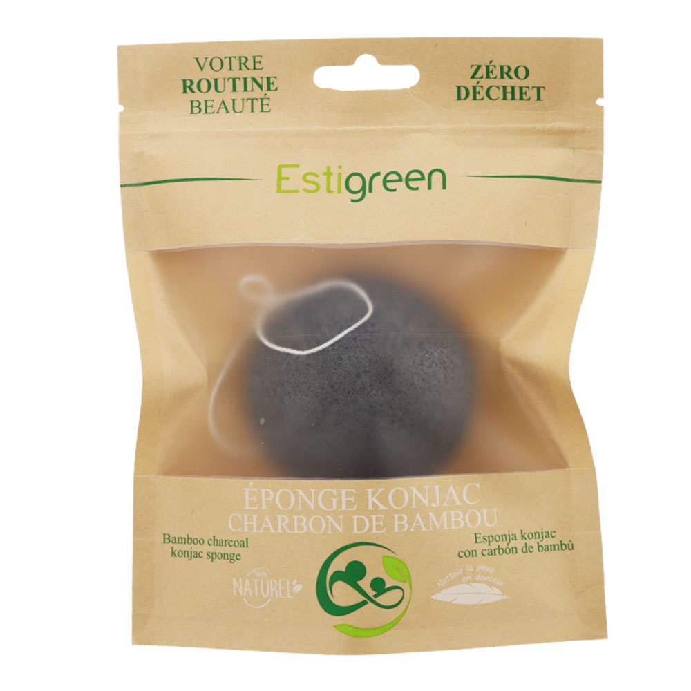 Estipharm Estigreen Esponja konjac Carbón de bambú Piel sensible