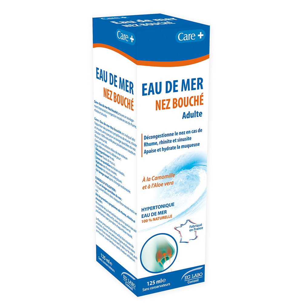 Care+ Agua de Mar Hipertónica de Camomila y Aloe Vera para Nariz Tapada 125 ml