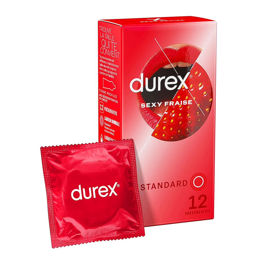Durex Sexy Fresa Preservativos estándar x12