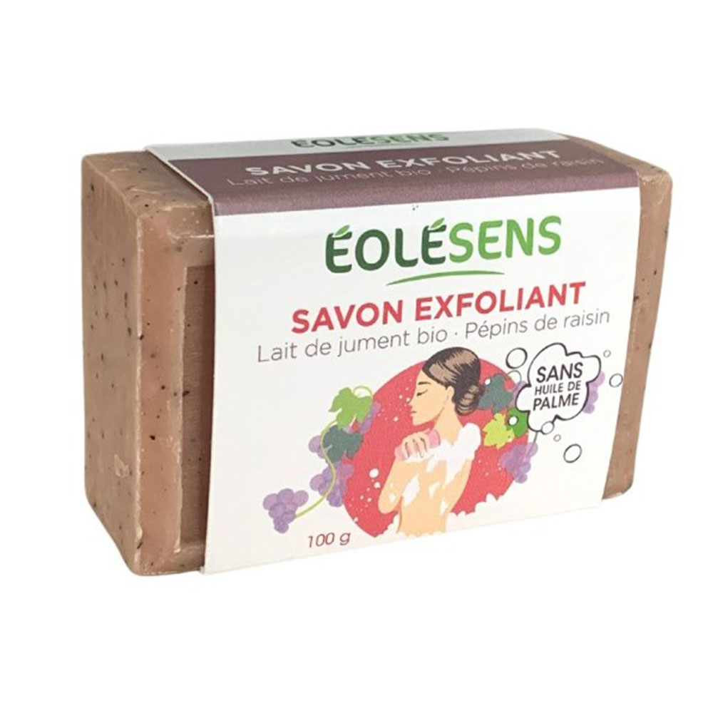 Eolesens Jabón exfoliante leche de yegua ecológica y pepitas de uva 100g