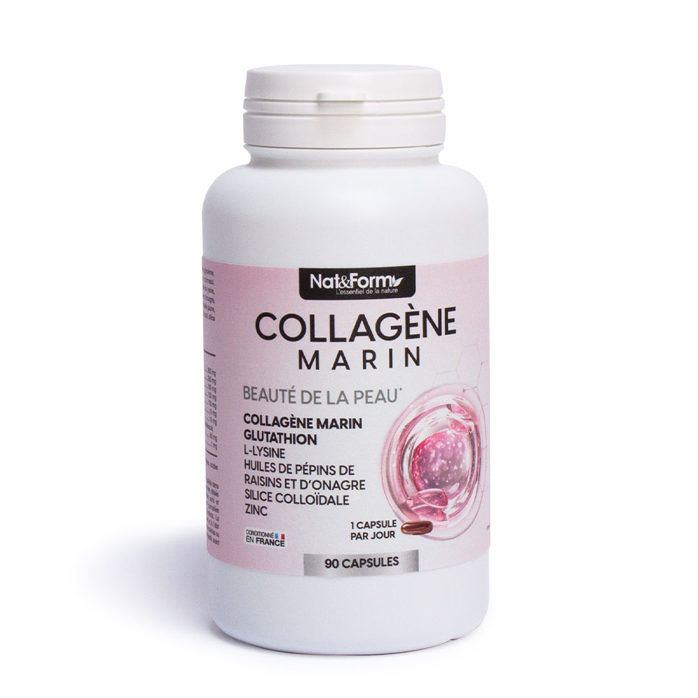 Nat&Form Colágeno Marino Belleza de la piel con glutation 90 cápsulas