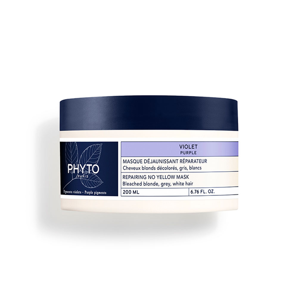 Phyto Paris Violet Mascarilla reparadora antirreflejos cabello rubio decolorado, gris, blanco 200 ml