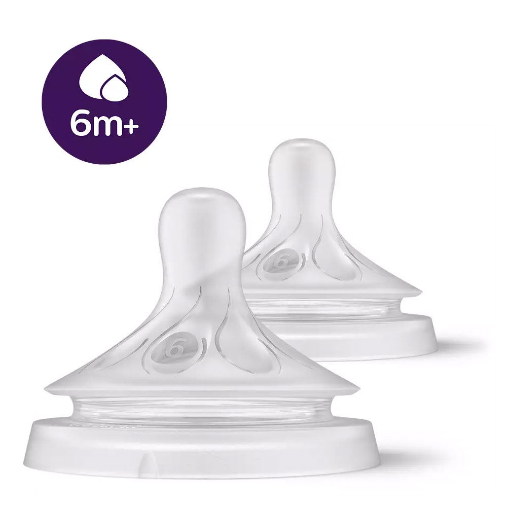 Avent Natural Response Tetina de silicona líquido espeso flujo recién nacido 6 meses+ x2