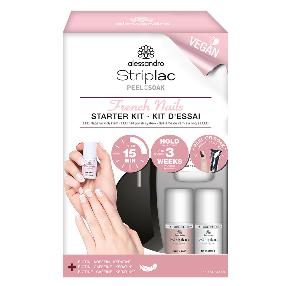 Alessandro Striplac Kit de manicura francesa Peel Or Soak semipermanente