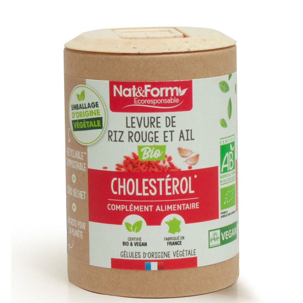 Nat&Form Arroz de levadura roja y ajo ecológicos Colesterol 200 cápsulas