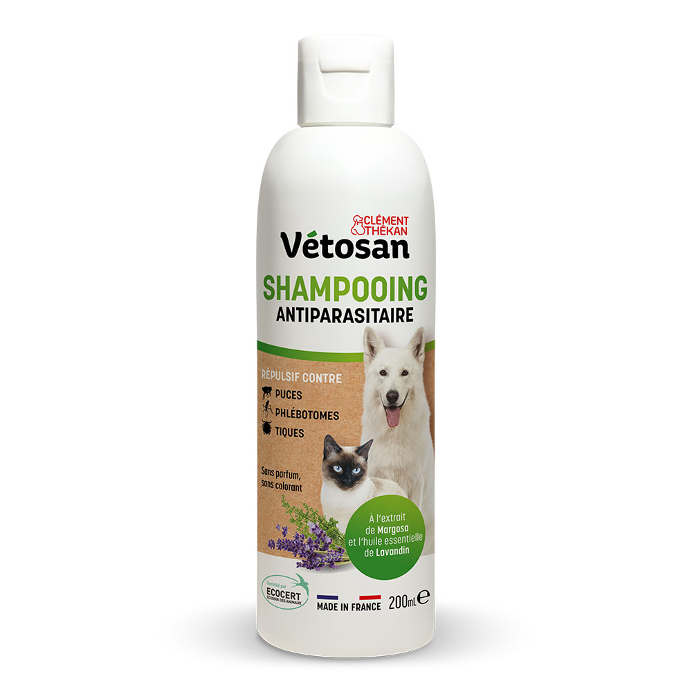 Lotion Antiparasitaire 200ml Vétosan A l'Extrait d'Huile de Jojoba Pour Chats et Chiens Clement-Thekan