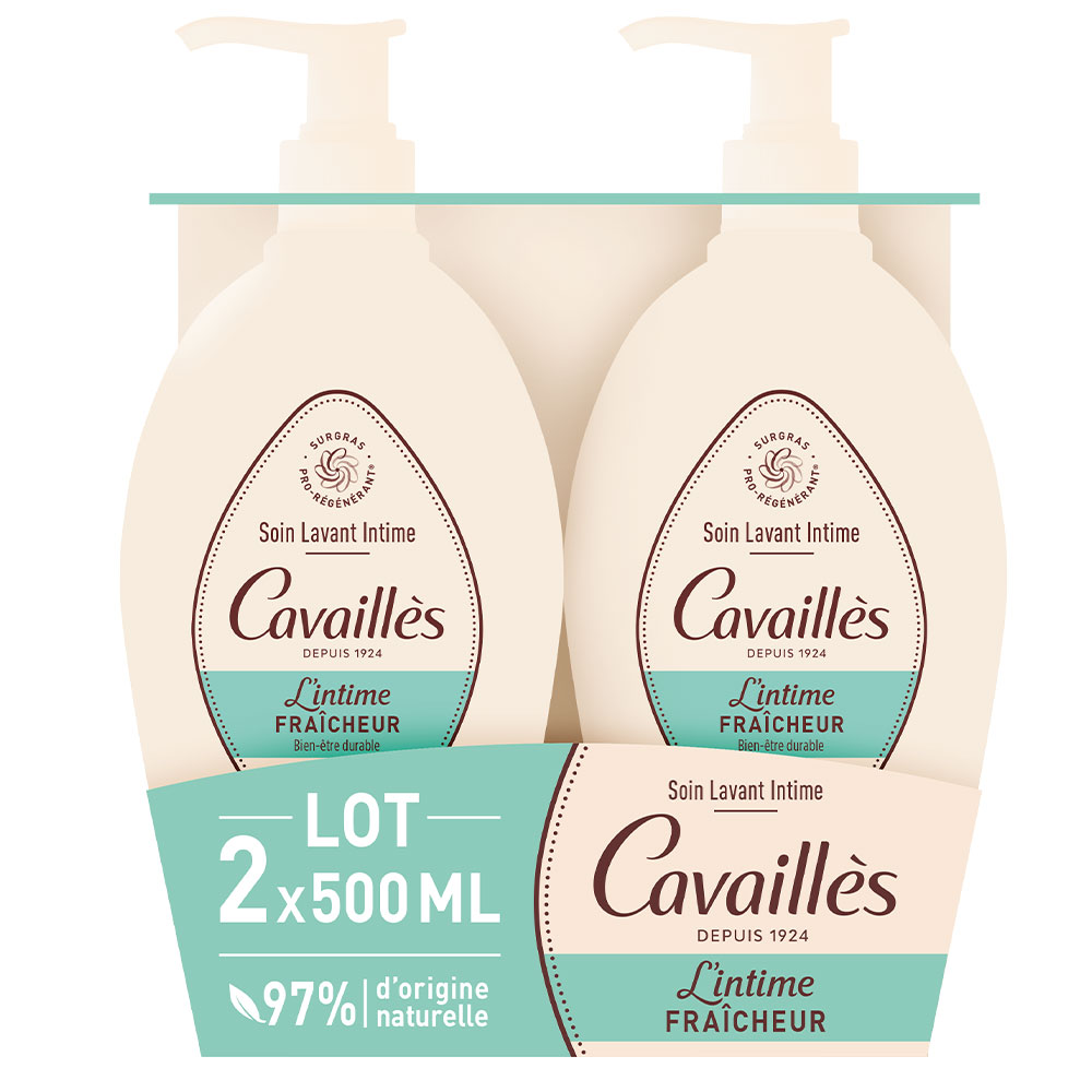 Cavaillès Sequedad Íntima Tratamiento Limpiador Natural Fresco 2x500ml
