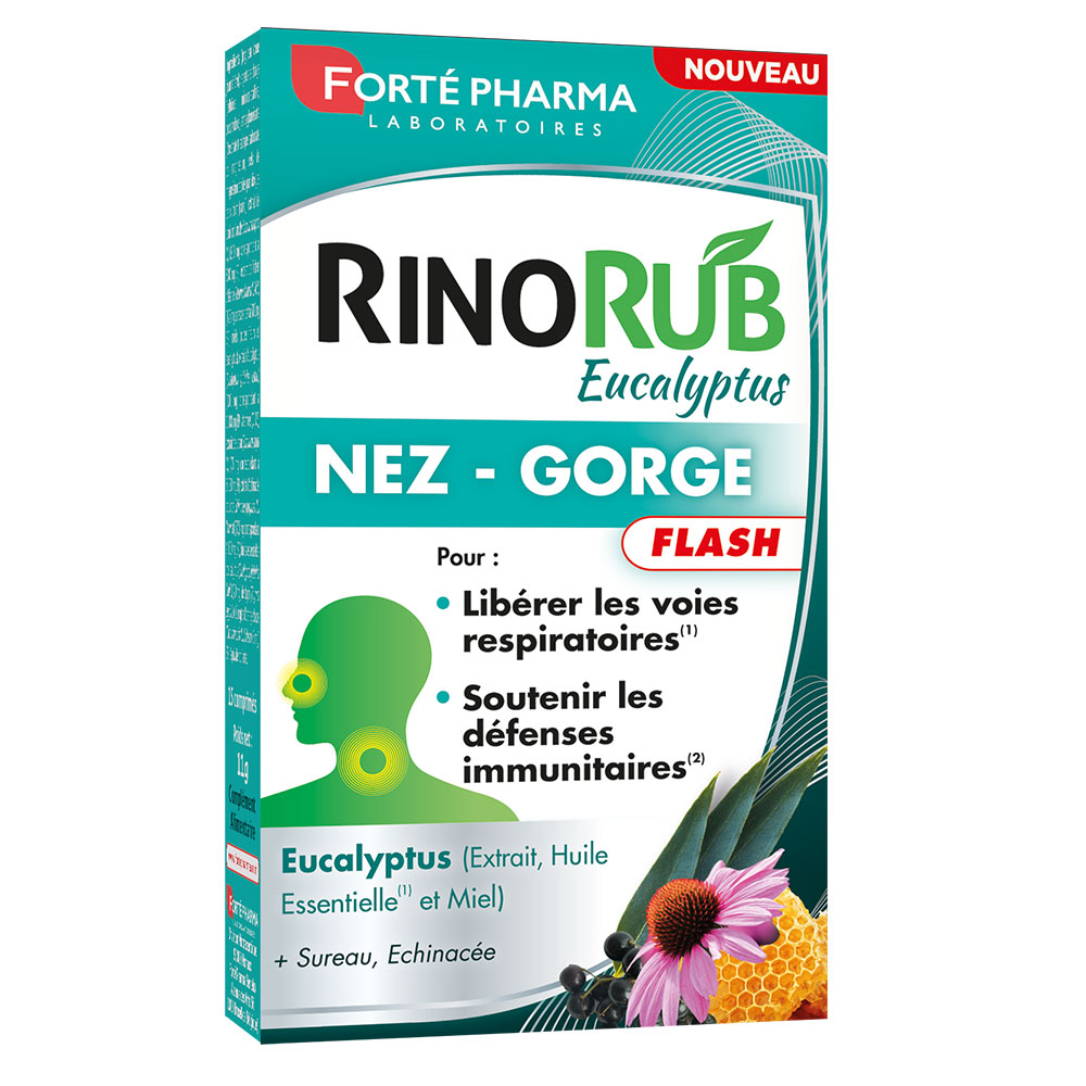 Forté Pharma RinoRub Nez y garganta Flash eucalipto 15 comprimidos