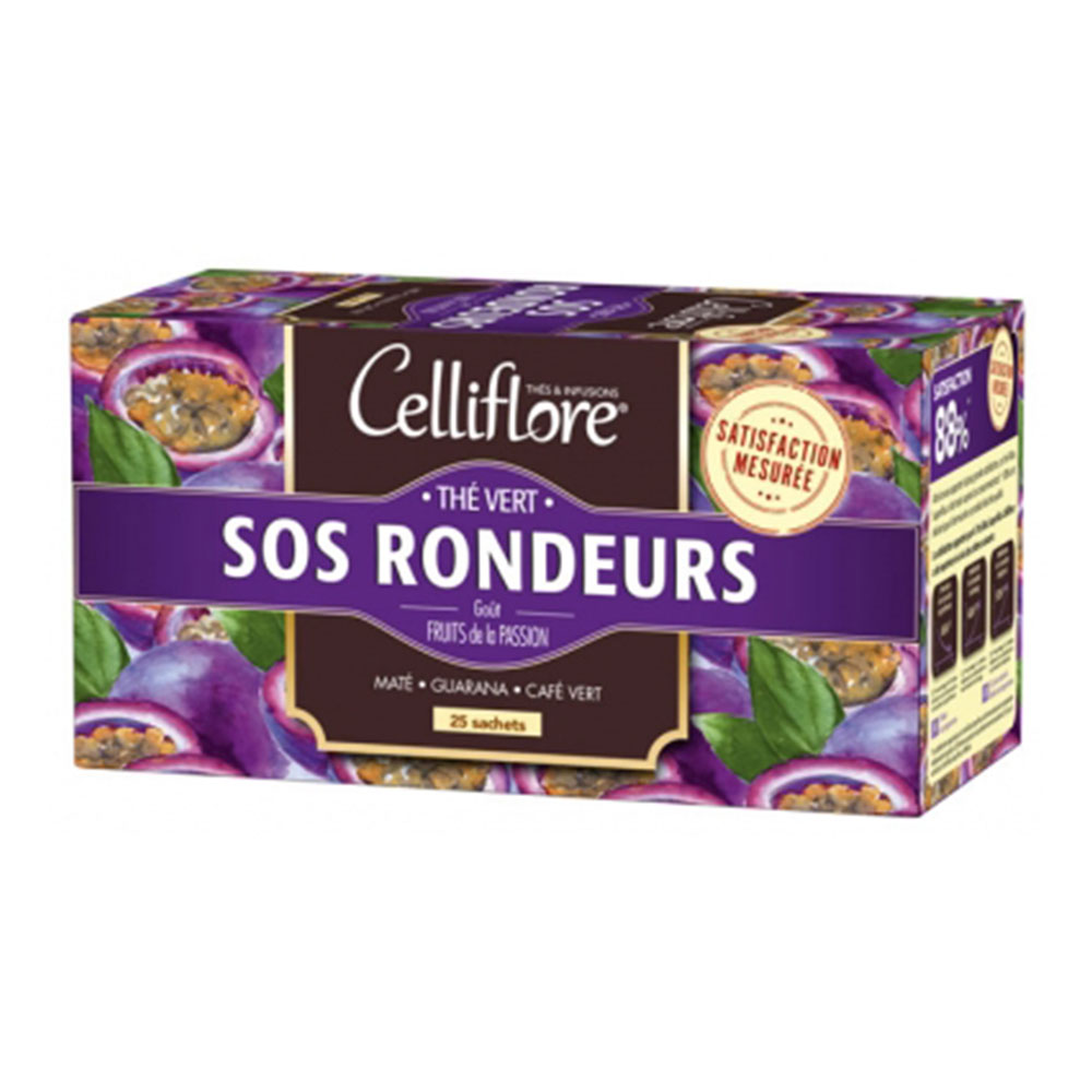 Juvamine Té verde SOS Roundness Sabor a fruta de la pasión 25 sobres