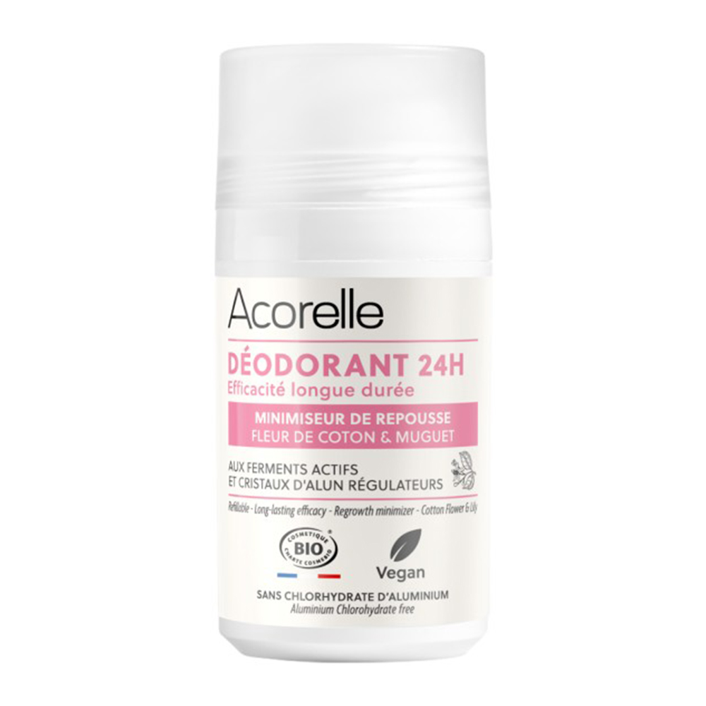 Acorelle Desodorante Roll-On 24 horas Bio Certificado - Minimizador del Crecimiento 50 ml