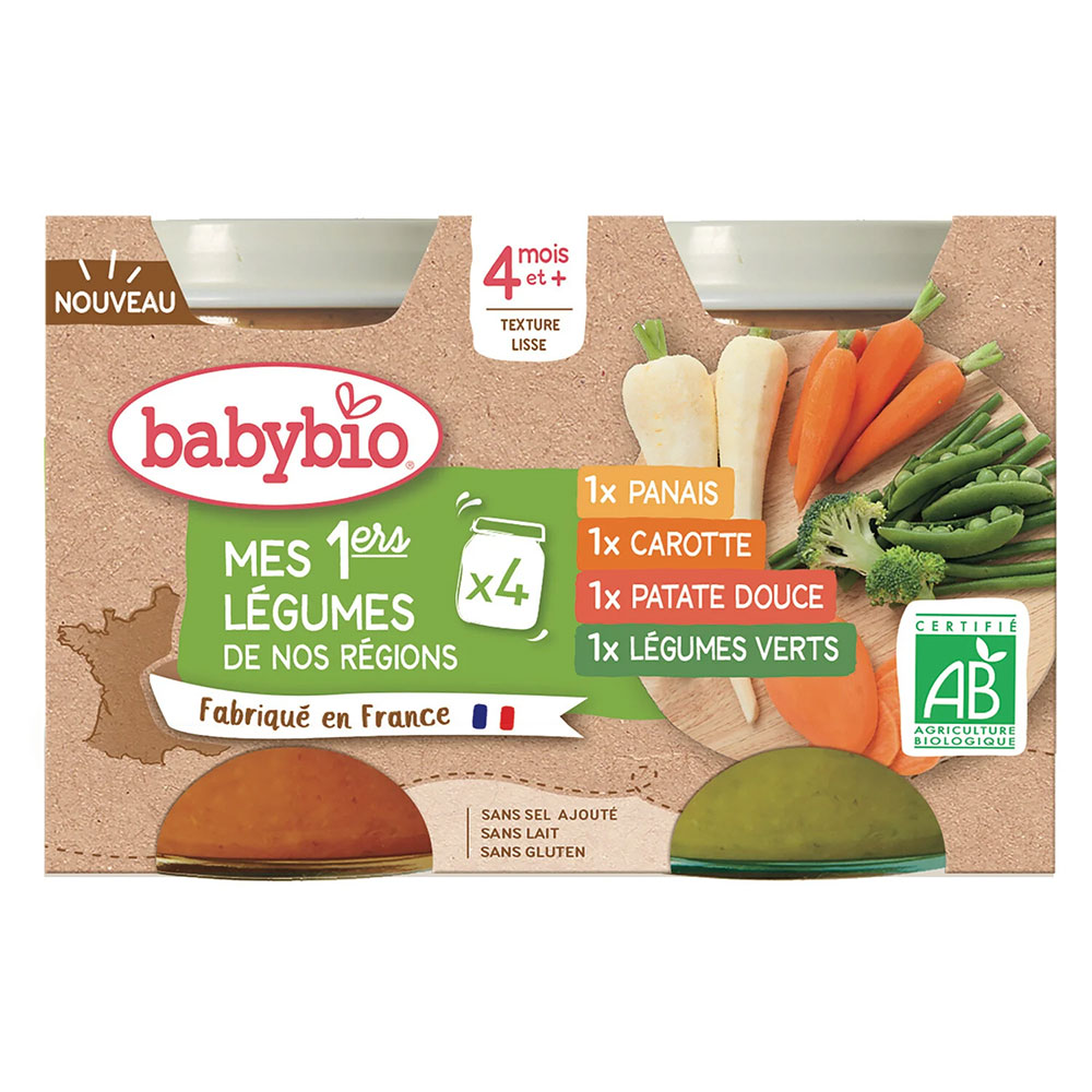 Babybio Alimentos ecológicos para bebés mis primeras verduras a partir de 4 meses 4x130 g