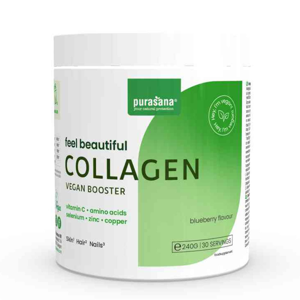 Purasana Colágeno Complex Polvos de belleza veganos Feel Beautiful Sabor arándano 240g