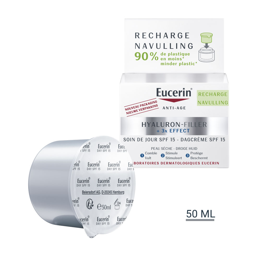 Eucerin Hyaluron-Filler + 3x Effect Recharge Soin De Jour SPF15 Peaux Sèches 50ml