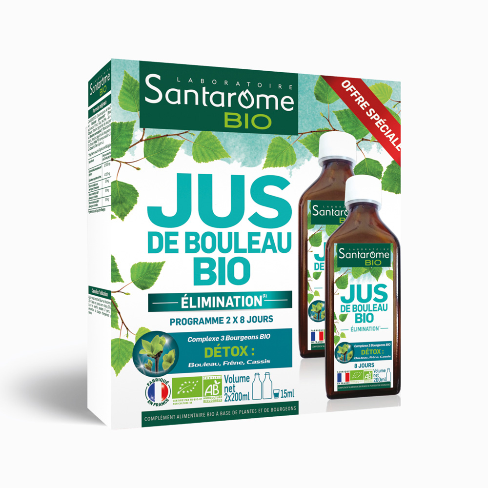 Santarome Zumo de Abedul Bio Draine & Détoxifie 2x200ml