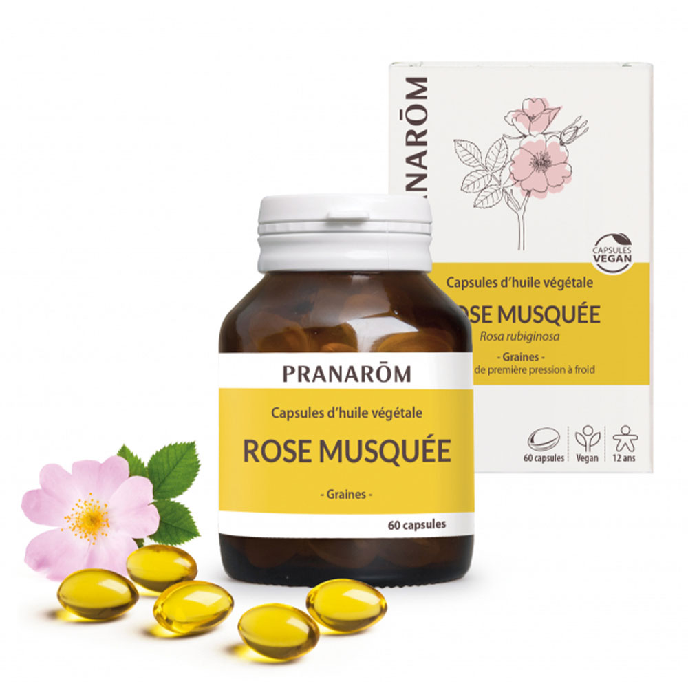 Pranarôm Aceites Vegetales Aceite de rosa mosqueta fortalecedor y antioxidante 60 cápsulas