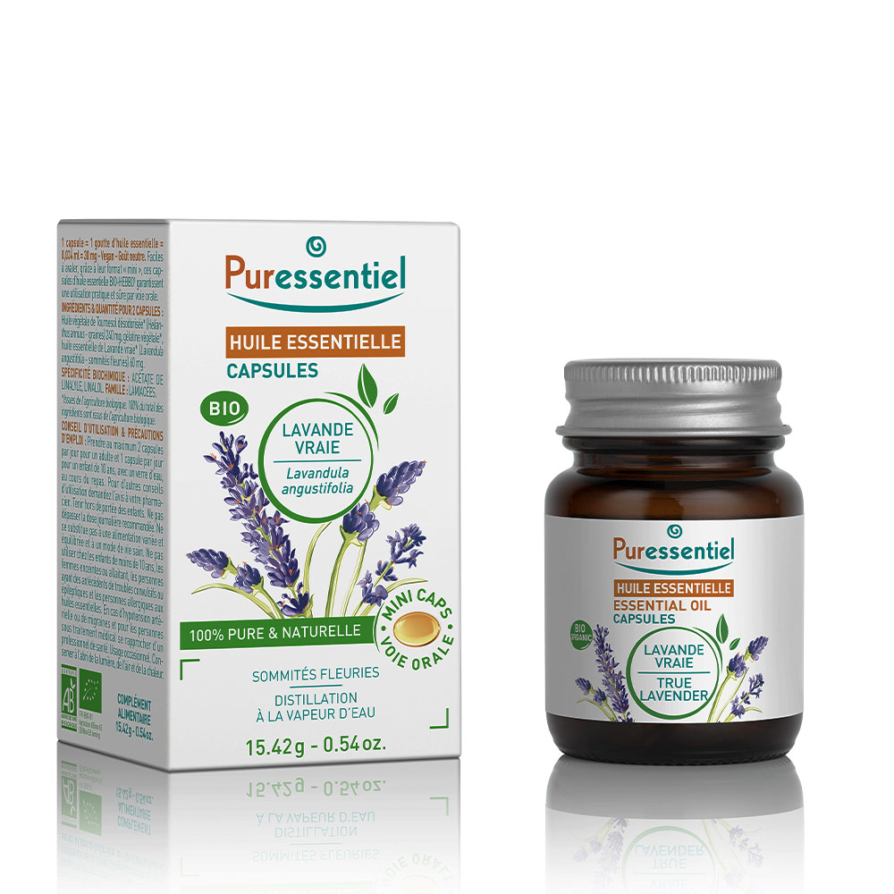 Puressentiel Aceites Esenciales Lavanda verdadera Bio 60 cápsulas