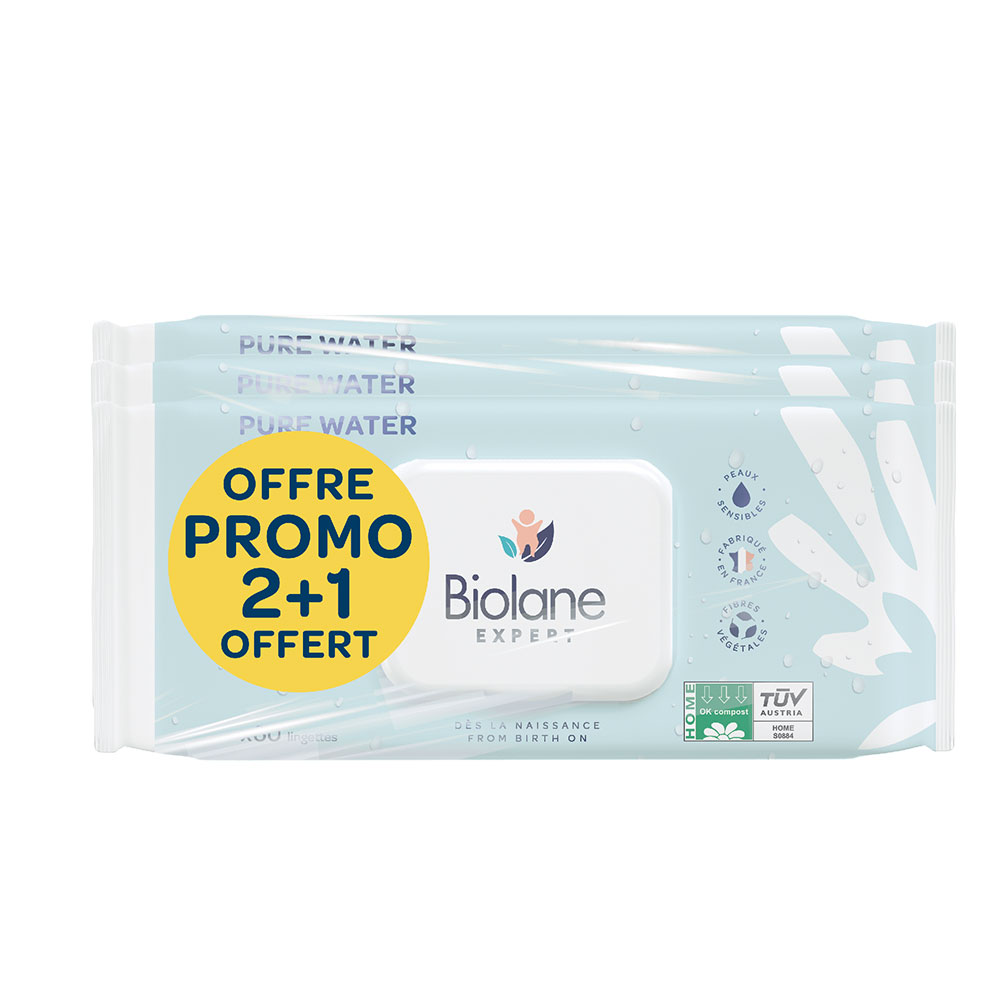 Biolane Experto Toallitas de agua pura 3x60