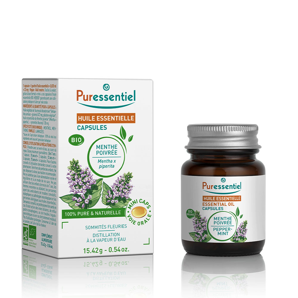 Puressentiel Aceites Esenciales Menta piperita BIO 60 cápsulas