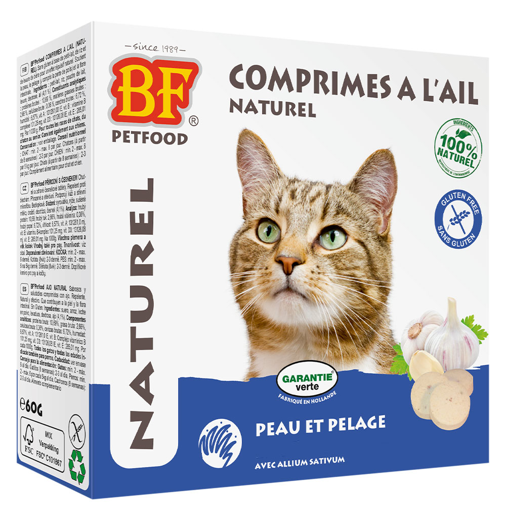 Biofood BF Petfood Ail Naturel piel y pelaje flora intestinal 100 Comprimés