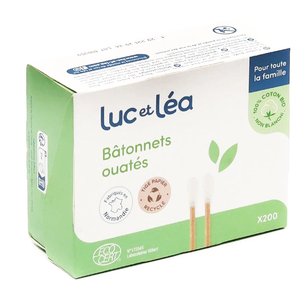 Luc Et Lea Bastones Ouate Adultos parte superior de papier 100% algodón orgánico x200