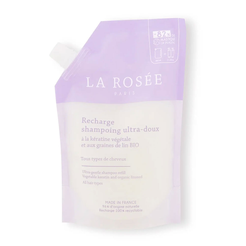LA ROSÉE Recarga champú ultrasuave con queratina vegetal y linaza bio 400 ml