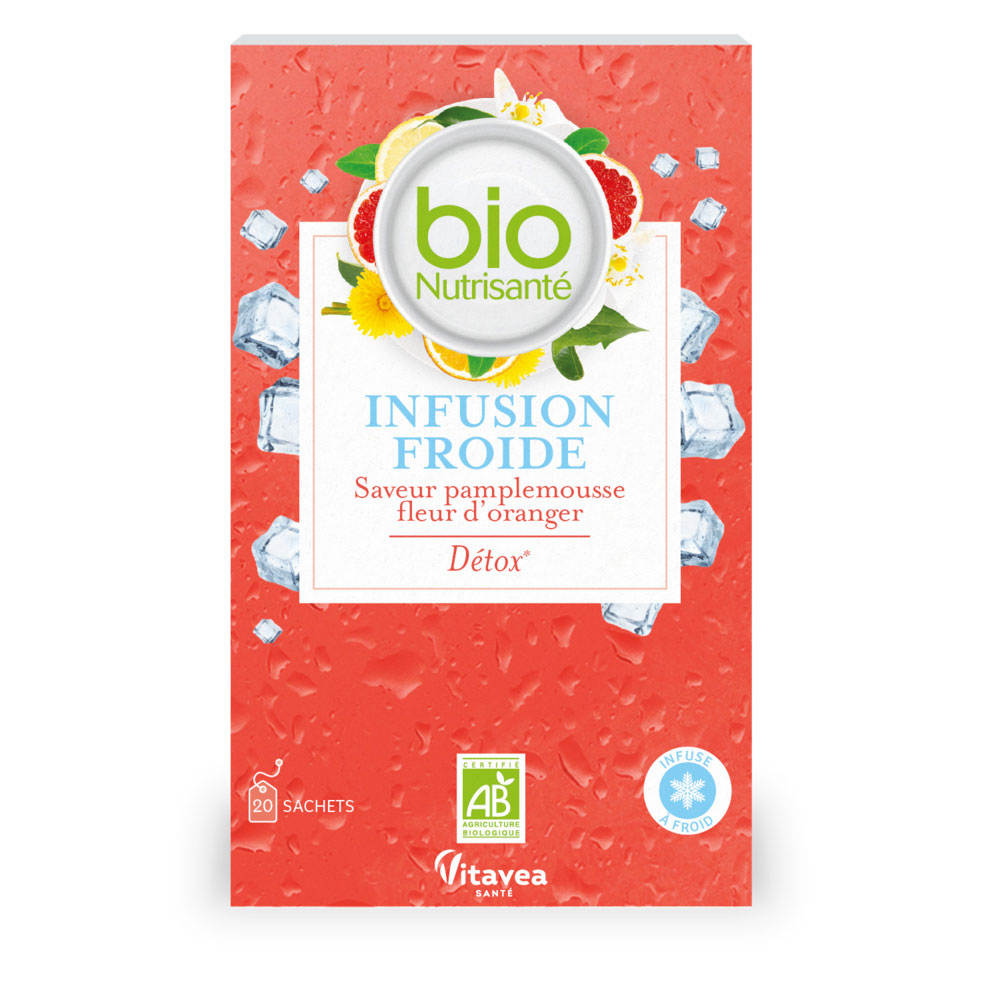 Vitavea Santé BioNutrisanté Infusion Froide Saveur Pamplemousse Fleur d'oranger Détox 20 sobres