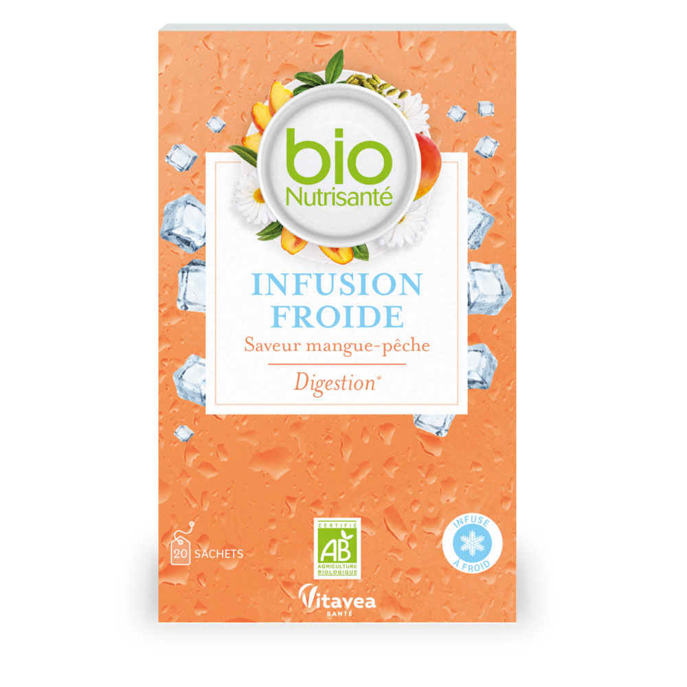 Vitavea Santé BioNutrisanté Infusion Froide Saveur Mangue Pêche Digestion 20 sobres