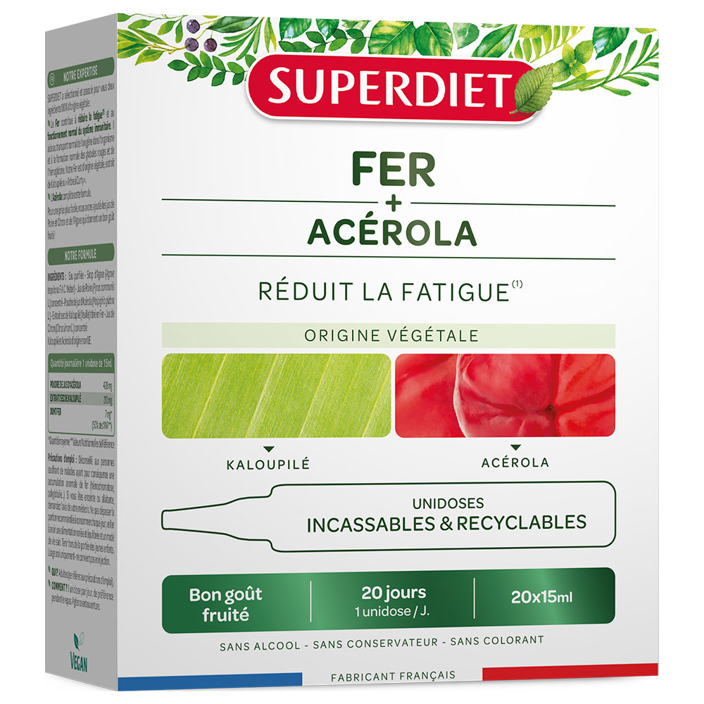 Superdiet El hierro y la acerola reducen la fatiga Buen sabor afrutado 20x15ml Unidosis