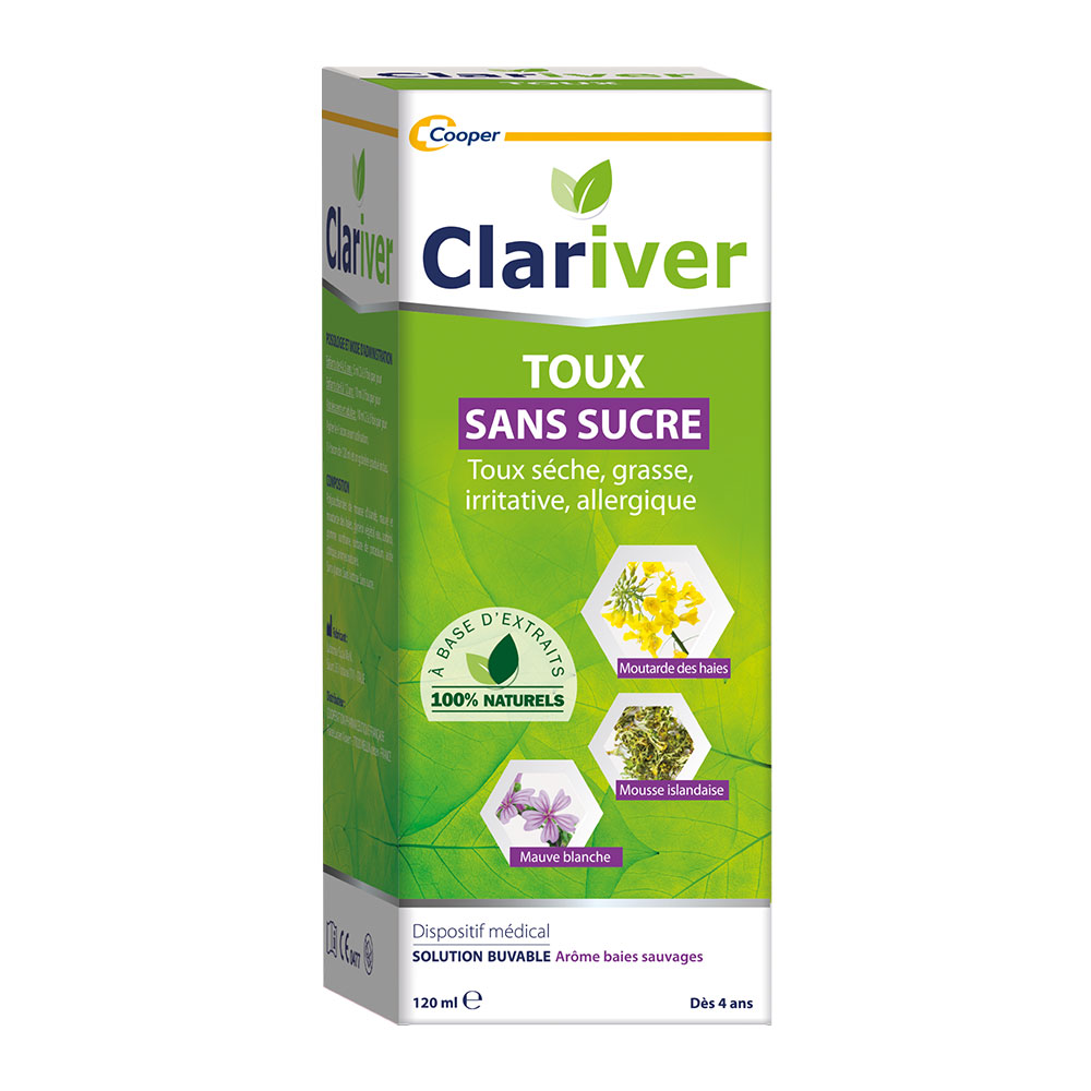 Clariver Jarabe para la tos en adultos Sans sucre 120ml