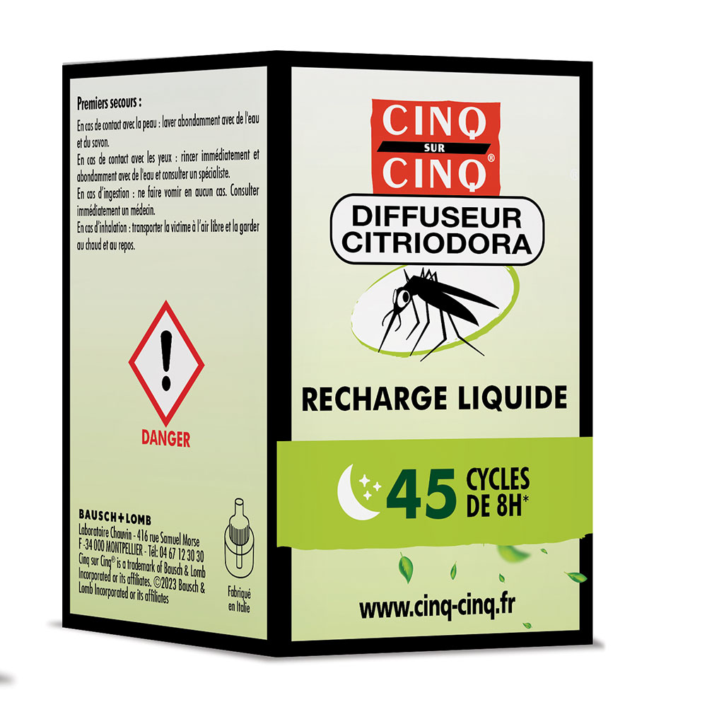 Cinq Sur Cinq Citriodora Recarga líquida difusor antimosquitos 45 ciclos de 8h 24g