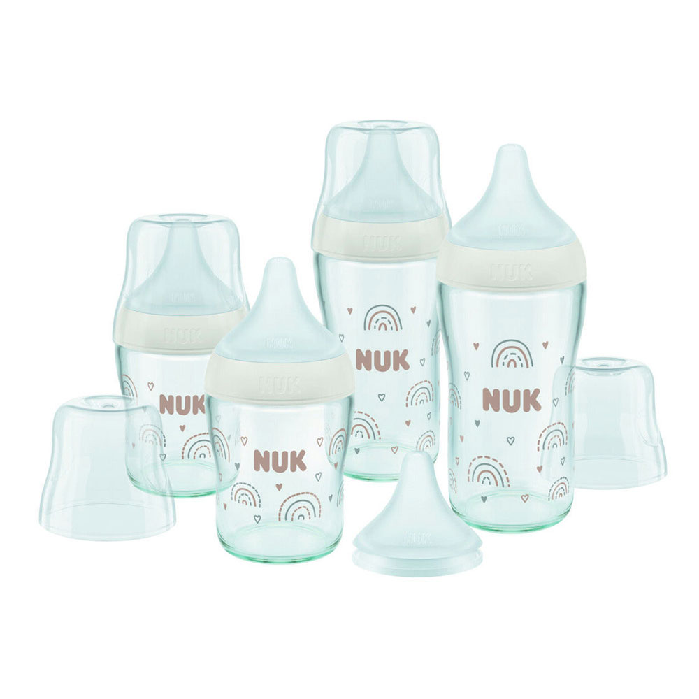 Nuk Perfect Match Biberón de vidrio de 0 a 6 meses 2 x 120 ml + 2 x 230 ml