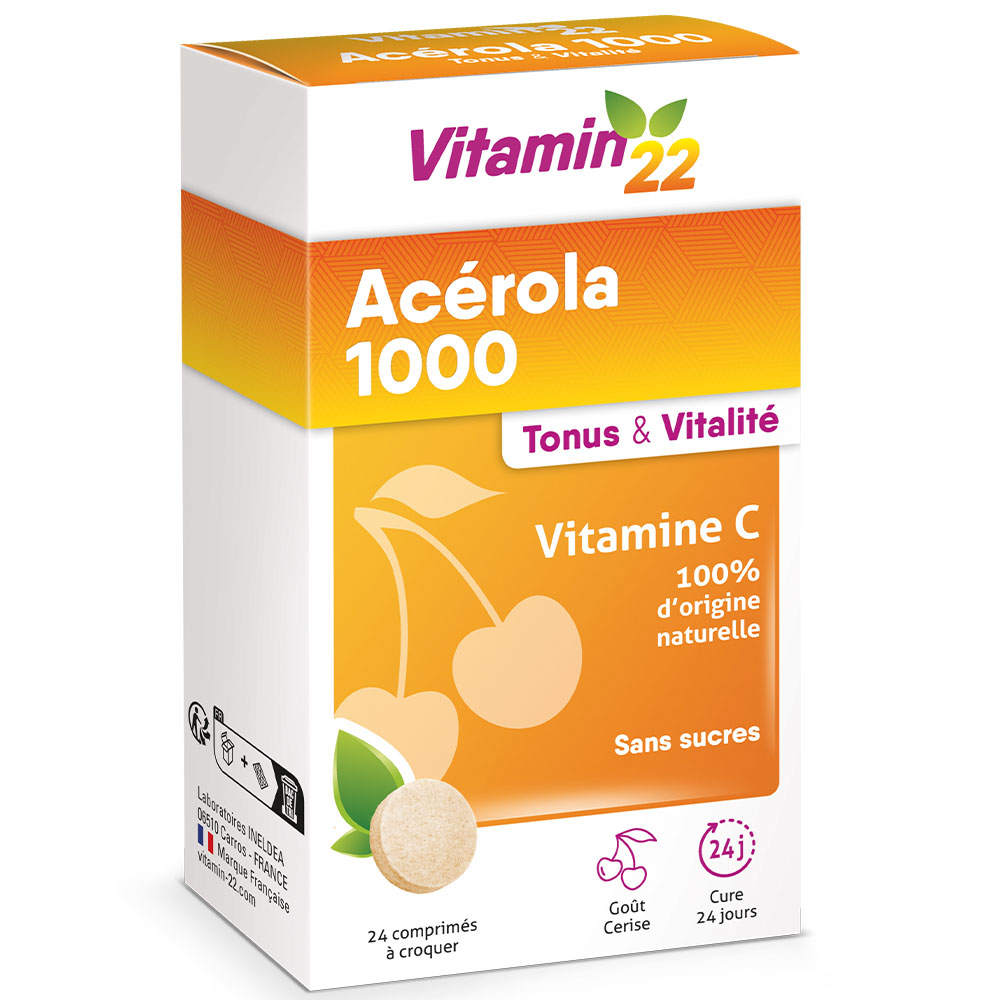 Vitamin'22 Acerola 1000 vitamina C natural 24 comprimidos masticables