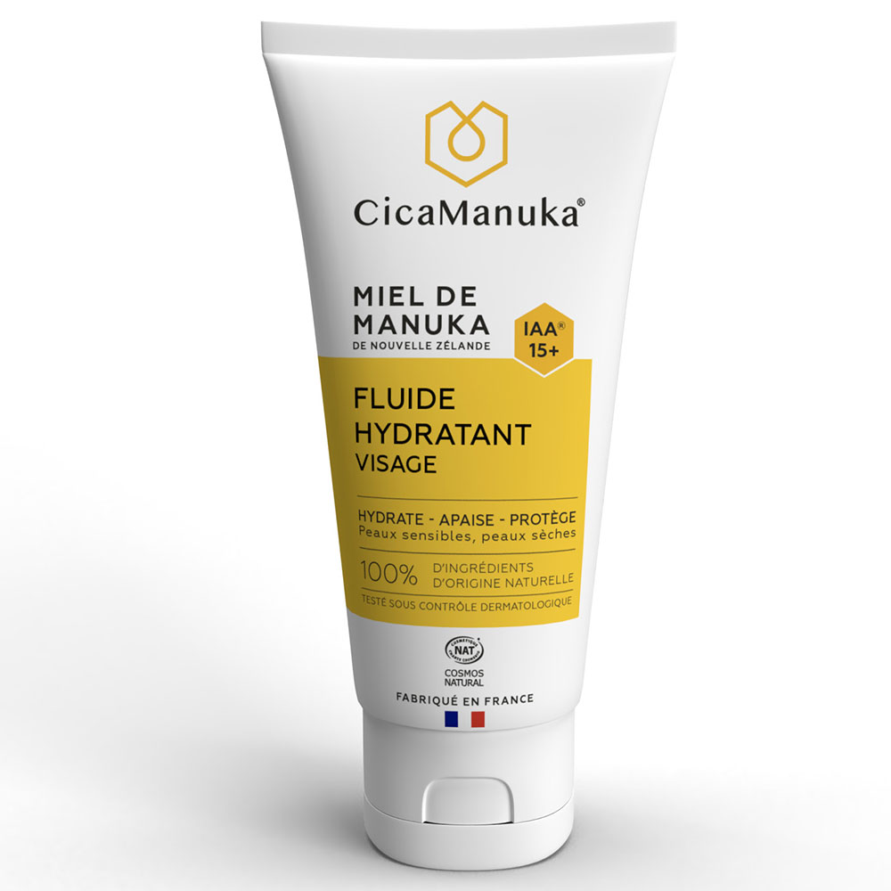 Cica Manuka Fluido de Hidratación facial Miel de Manuka IAA15+ Piel sensible y seca 50 ml