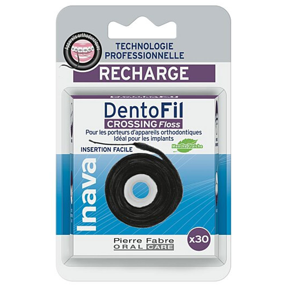 Inava Dentofil Recambio de seda dental Crossing Floss Para aparatos Ortho o implantes x30