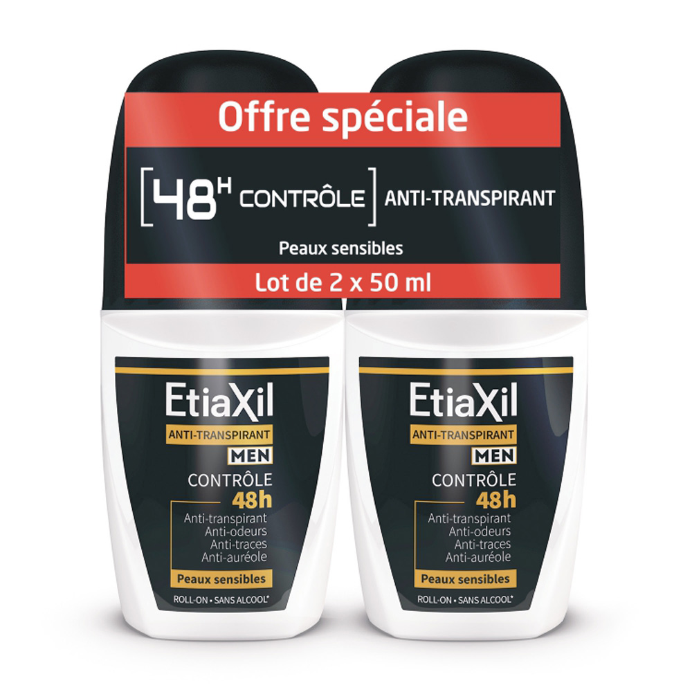 Etiaxil Antitranspirante Desodorante roll-on para hombre control 48h 2 x 50 ml