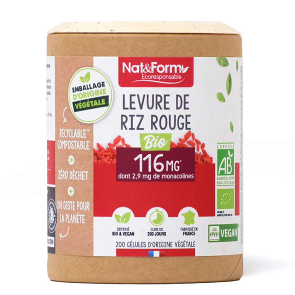Nat&Form Levadura de arroz rojo bio 200 cápsulas