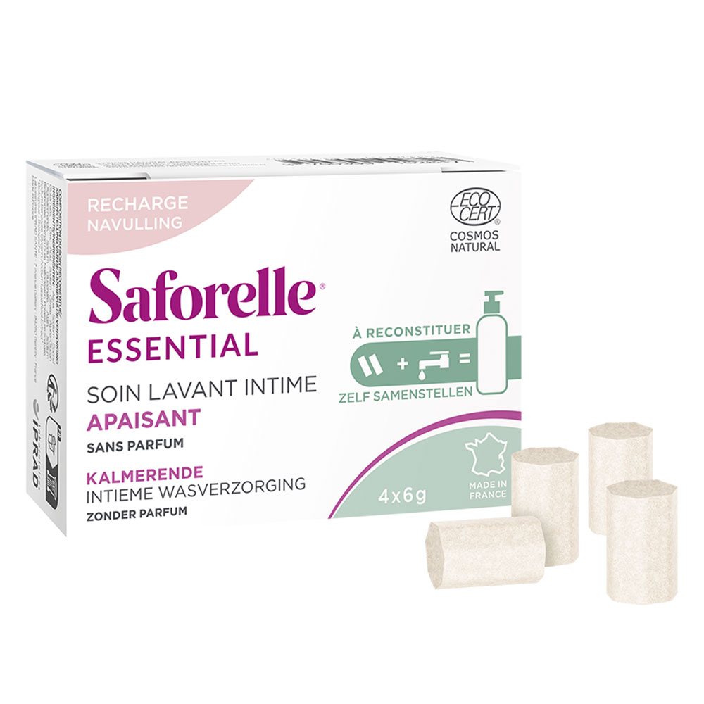 Saforelle Esenciales Recambio Limpiador Personal Calmante para Rellenar 4 varillas de dilución