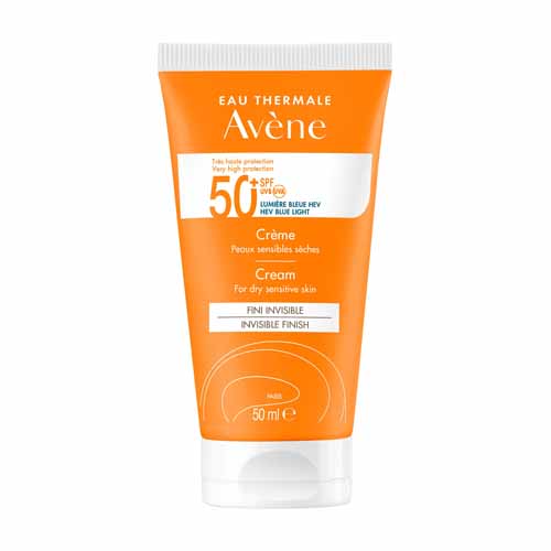 Avène Solar Crema 50+ UVB UVA luz azul pieles sensibles y secas 50ml